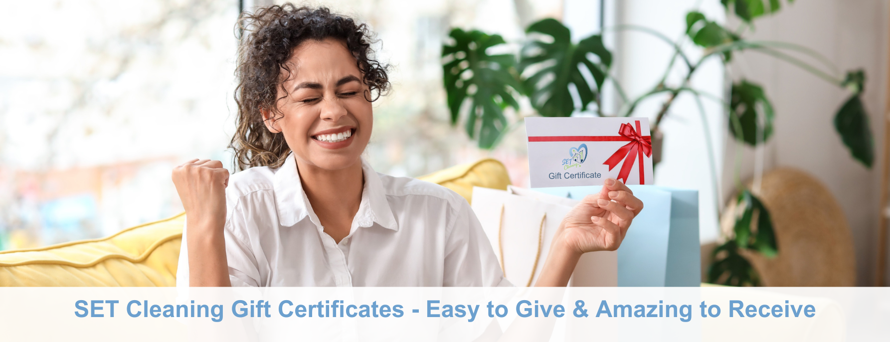 Woman receiving a SET Cleaning Gift Certificate